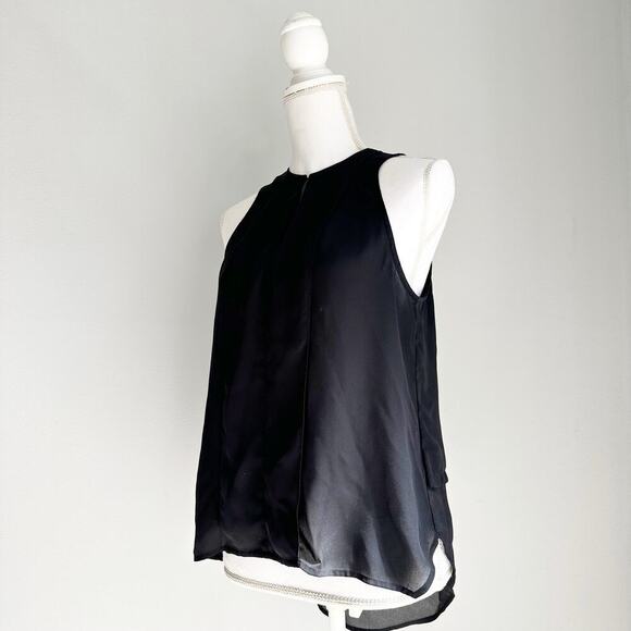 Anthropologie Top Size 4 Womens Maeve Black Sleeveless Button Front Sheer - Picture 1 of 10